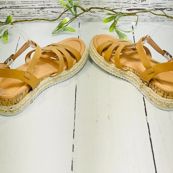 Women's Platform Wedges Espadrille Ankle T-Strap Sandals (sz 9.5) - Picture 7 of 9